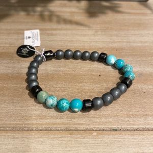 NEW Men’s Blackjack Stainless Steel Turquoise Beaded Bracelet
